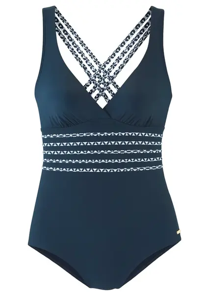 SUNSEEKER Jednodielne plavky  námornícka modrá / biela