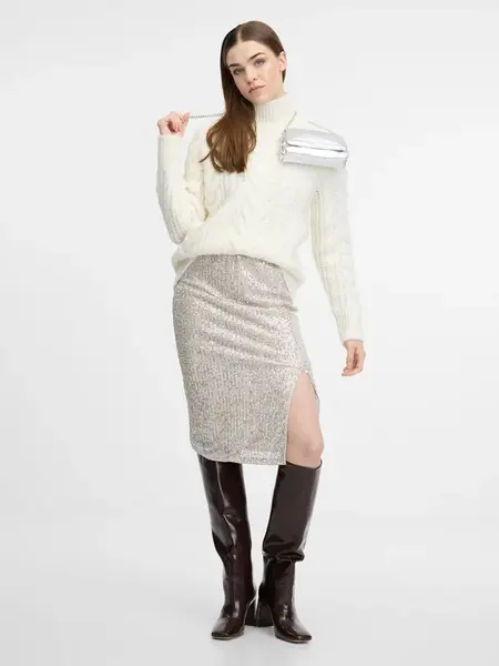 Krémová pouzdrová sukně ORSAY