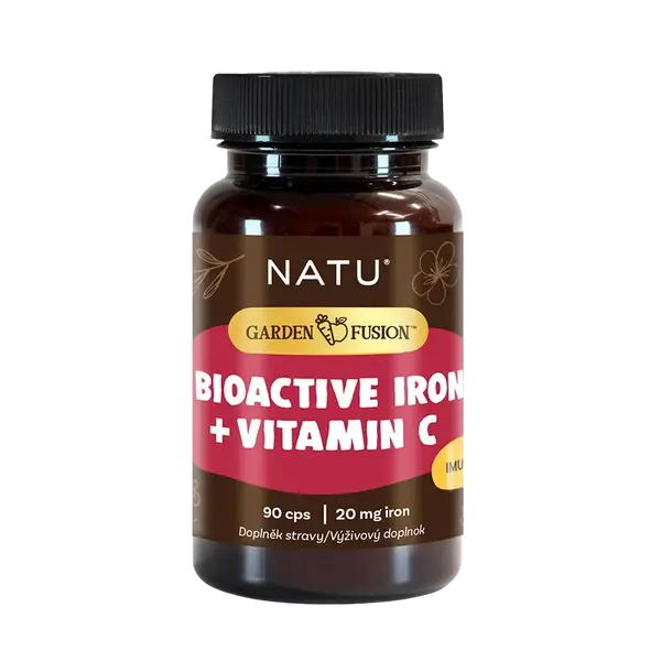 NATU Garden Fusion, Bioaktivné železo 20 mg s vitamínom C a piperinom 90 kapsúl