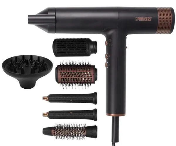 Multifunkční stylingový kulmofén se sedmi nástavci Princess Airstyler Pro - 2000 W, černý (529205) + dárek zdarma