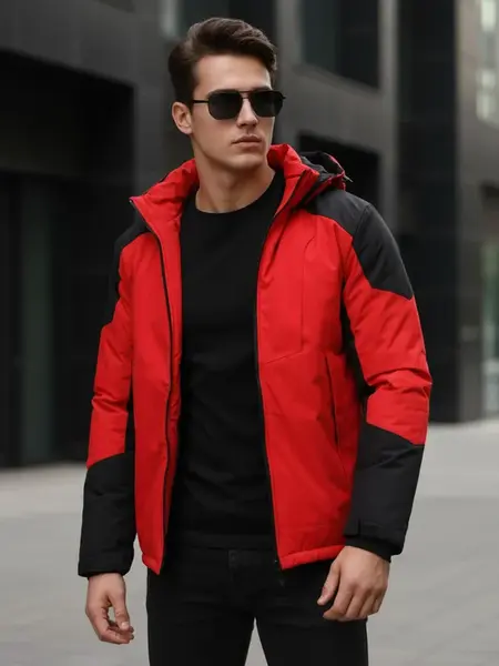 Pánska červená zimná bunda