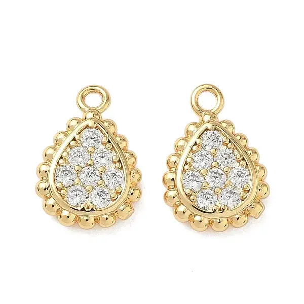 Brass Micro Pave Cubic Zirconia Charms
