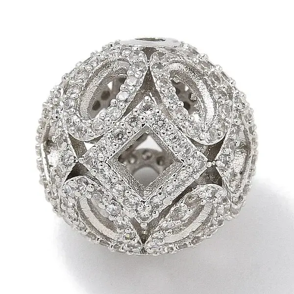 Rack Plating Brass Micro Pave Cubic Zirconia Beads