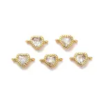 Brass Pave Clear Cubic Zirconia Heart Links Connector Charms