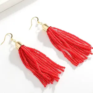Boho Seed Bead Tassel Earrings