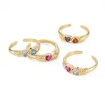 Brass Micro Pave Colorful Cubic Zirconia Cuff Rings