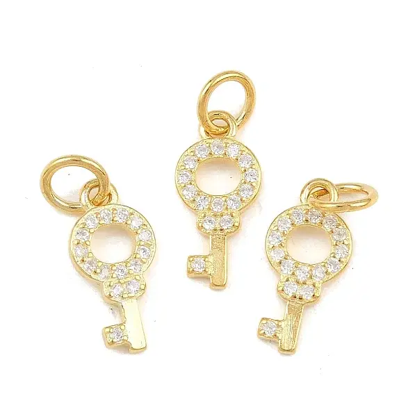 925 Sterling Silver Pave Clear Cubic Zirconia Key Charms