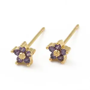 Cubic Zirconia Flower Stud Earrings