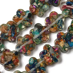 Dyed Natural Imperial Jasper with Resin Beads Strands