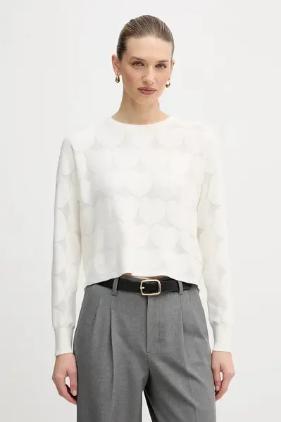 Svetr z hedvábné směsi OUI dámský, béžová barva, 96105