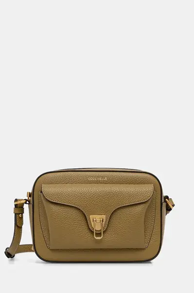 Kožená kabelka Coccinelle béžová barva, E1 MF6 15 02 01