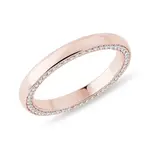 Dámska svadobná obrúčka z ružového zlata s diamantmi po obvode KLENOTA
