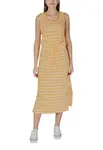 Pruhované midi šaty bez rukávů