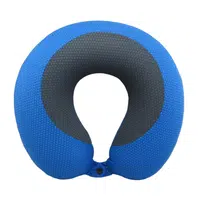 Záhlavník s paměťovou pěnou a knoflíkem - modrý