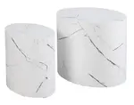 Sada oválných stolků Alvo, imitace bílý mramor, 2 ks