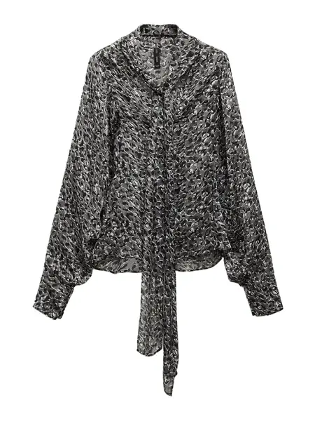 MANGO Blúzka  tmavosivá / čierna / biela