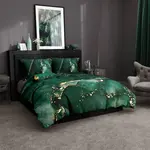 Saténové ložní povlečení MINERÁLY tmavě zelené