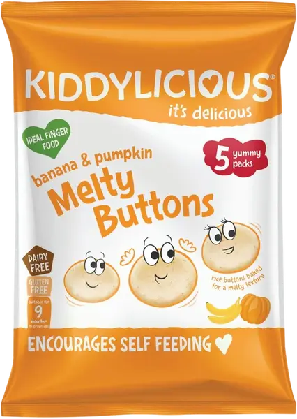 KIDDYLICIOUS Ovocno - zeleninové knoflíčky Banán s dýní 5 x 6 g