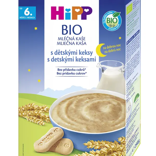 HIPP Mléčná kaše na noc BIO s dětskými keksy 250 g