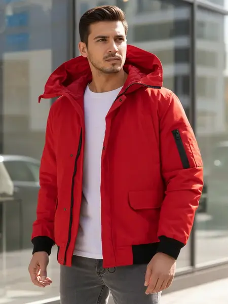 Červená zimná bunda pre mužov