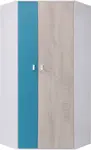 Rohová šatní skříň Planet PL2 Barva korpusu: Bílá/Dub/Modrá