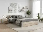Posteľ IKAROS 180 x 200 cm, dub sonoma/sivá Rošt: Bez roštu, Matrac: Matrac COCO MAXI 20 cm
