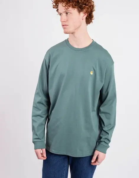 Tričko Carhartt WIP L/S Chase T-Shirt Silver Pine/Gold