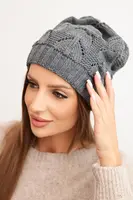 Dámska zimná čiapka s vlnou K432 grafitová