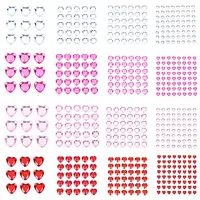 16Pcs 16 Styles Face Heart Acrylic Rhinestone Stickers