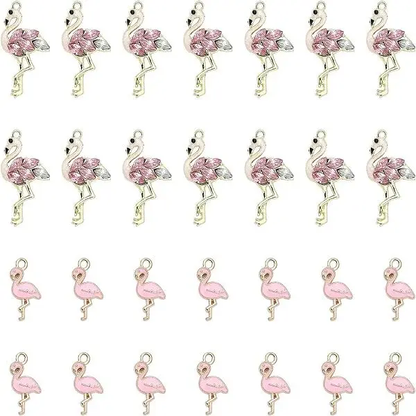 28Pcs 2 Style Alloy Rhinestone Pendants