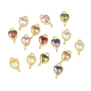 Brass Pave Cubic Zirconia Connector Charms