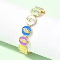 Brass Enamel Colorful Oval with Virgin Mary Open Cuff Bangles