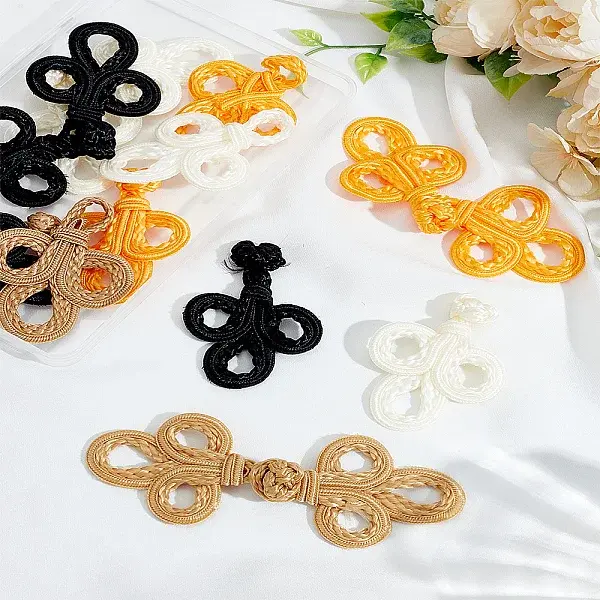 8Pcs 4 Colors Handmade Chinese Frog Knot Buttons Sets