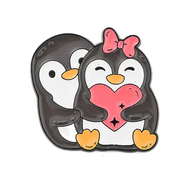 Cute Animal Hug with Heart Enamel Pins