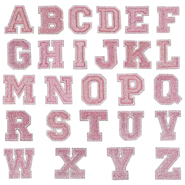 26Pcs Letter A-Z Glitter Powder with Paillette Sew on Cloth Patches