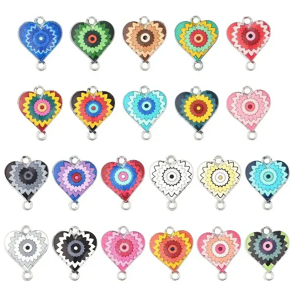44Pcs 22 Colors Alloy Enamel Connector Charms
