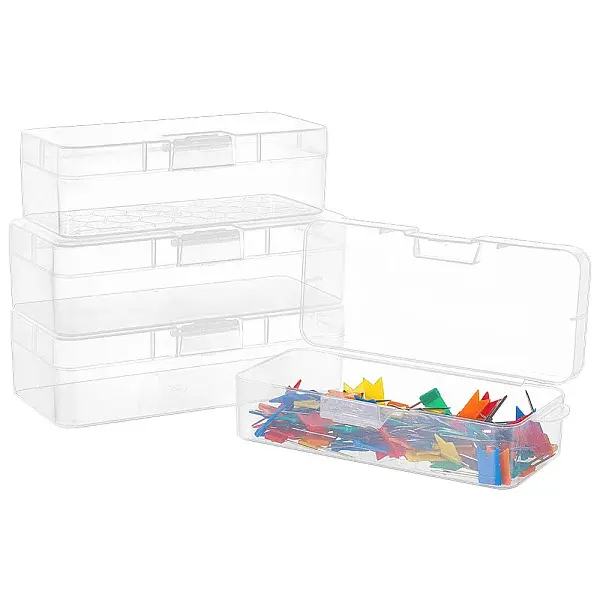 4Pcs 2 Styles Transparent Plastic Storage Boxes