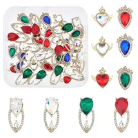 40Pcs 10 Style Alloy Rhinestone Cabochons