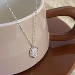 925 Sterling Silver Synthetic White Opal Oval Pendant Cable Chain Necklaces for Women