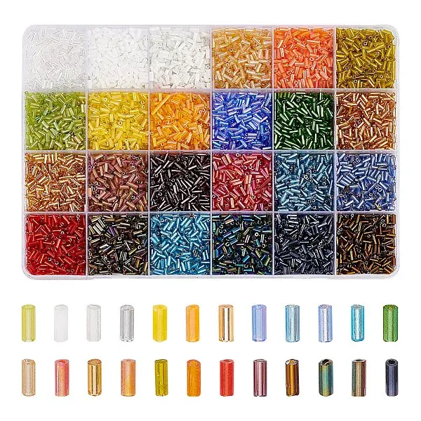 288G 24 Styles Glass Bugle Beads Sets