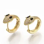 Brass Micro Pave Cubic Zirconia Huggie Hoop Earrings