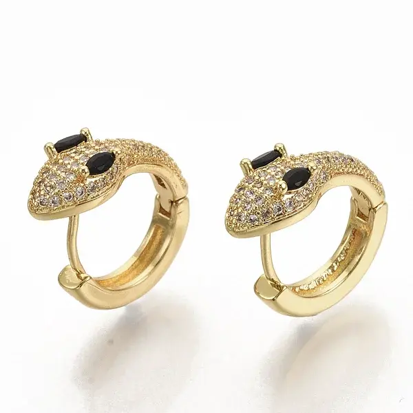 Brass Micro Pave Cubic Zirconia Huggie Hoop Earrings
