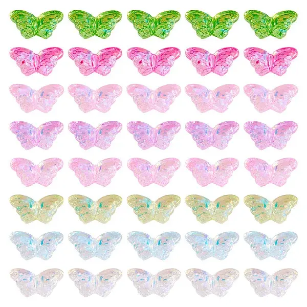 120Pcs 8 Colors Transparency Electroplate Glass Beads