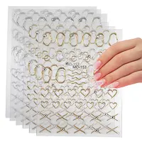 6 Sheets 2 Colors Mixed Shapes PET Nail Art Stickers