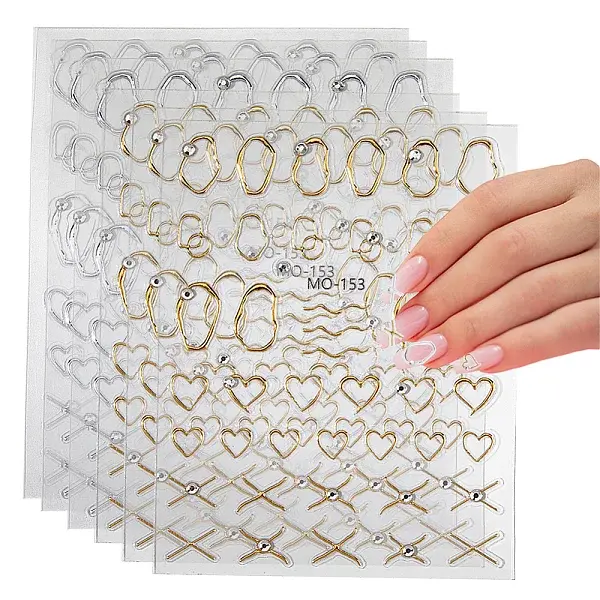 6 Sheets 2 Colors Mixed Shapes PET Nail Art Stickers