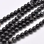 Natural Black Agate Bead Strands