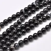 Natural Black Agate Bead Strands