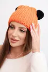 Dámska zimná čiapka s brmbolcami Kesi K433 oranžová