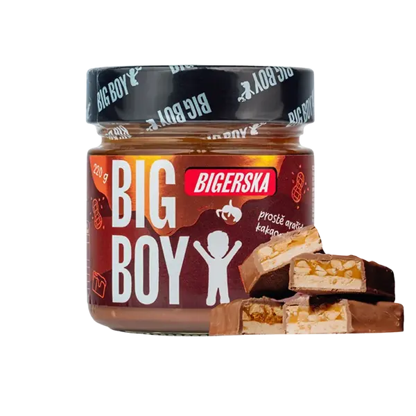 BIG BOY Bigerska Sladký arašídový krém s kakaem a slaným karamelem 220 g