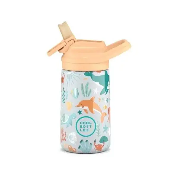 COOL BOTTLES KIDDIE UNDERWATER WORLD 3D 350 ML Detská termofľaša, svetlomodrá, veľkosť 350 ML